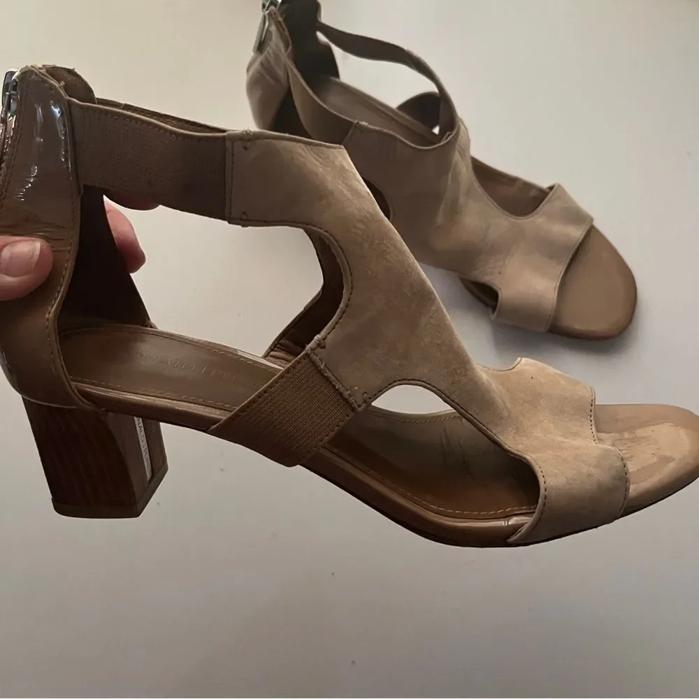 Donald J. Pliner Tan Cutout Block Heel Sandals